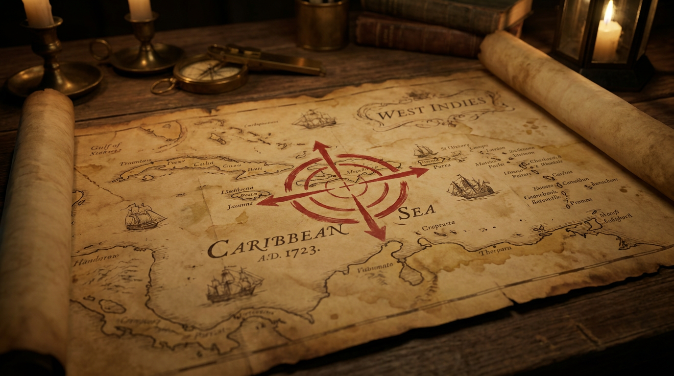 18th Century Caribbean Sea Map